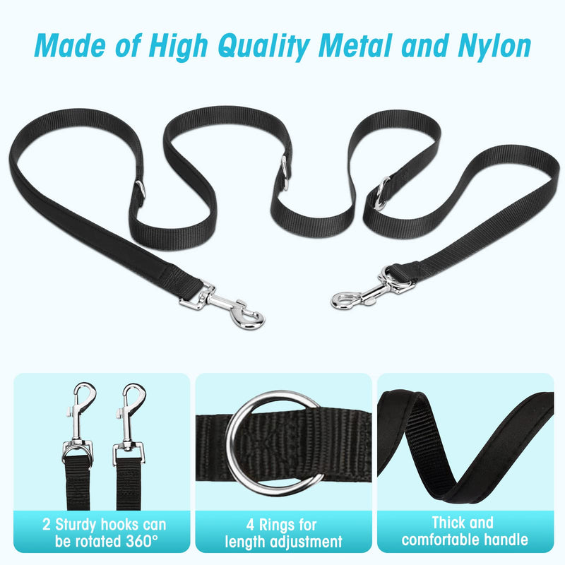 oneisall free-hand leash for small and medium-sized dogs, dog leash 2.5 m adjustable training leash & training leash | Nylon double leash with 2 carabiners black - PawsPlanet Australia