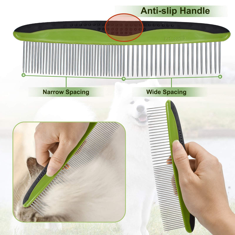 Dog Grooming Dematting Comb Tool Kit yoka Pet Grooming Tool - 23+12 Double Sided Blade Rake Comb for Dogs, Cats Removes Loose Undercoat, Mats, Knots and Tangles hair 2 Count (Pack of 1) - PawsPlanet Australia