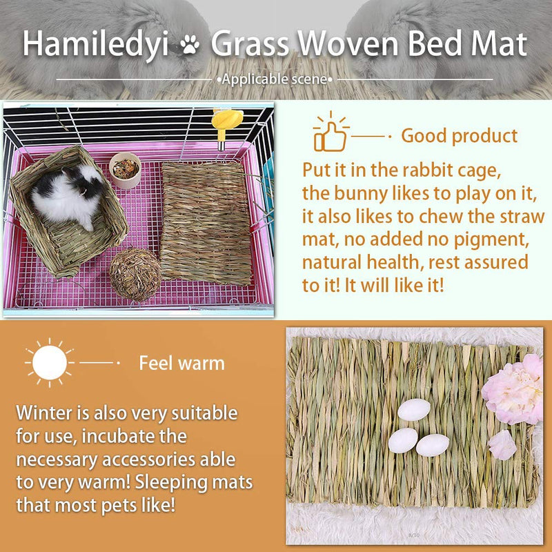 [Australia] - Grass Mat for Rabbit Bunny Chew Toys Woven Bed Mat for Guinea Pig Chinchilla Squirrel Hamster Cat Dog and Small Animal 4PCS 