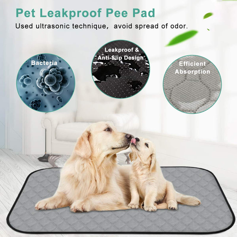 newoer Washable Ultra Large Puppy Pads, 2 Pcs Reusable Pee Pads Dog Training Pads, Anti-Skid Bottom/Fast Absorb/Deodorant Dog Washable Mat, Training Puppy Pads for Indoor Outdoor Car Travel, 100x68cm - PawsPlanet Australia