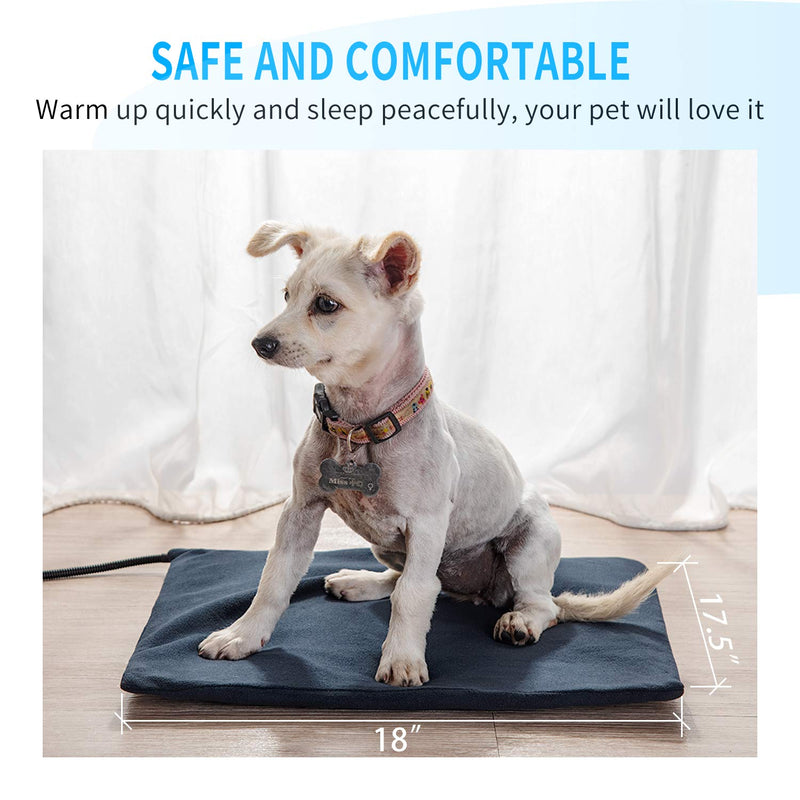 Boderrio Pet Heating Pad, Electric Heating Pad for Dogs and Cats Indoor Warming Mat with Auto Power Off 17.7*17.7inch - PawsPlanet Australia