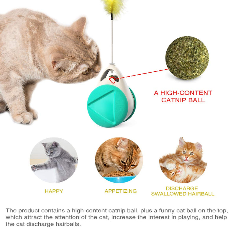 [Australia] - Interactive Cat Toys for Kitten Self Rotating Cat Toys Feathers Ball Toys for Cats Catnip Toys for Cats Feather Teaser Wand Cats Toys Stimulate Hunting Instinct Self-blance Cat Toys No Charge Need 