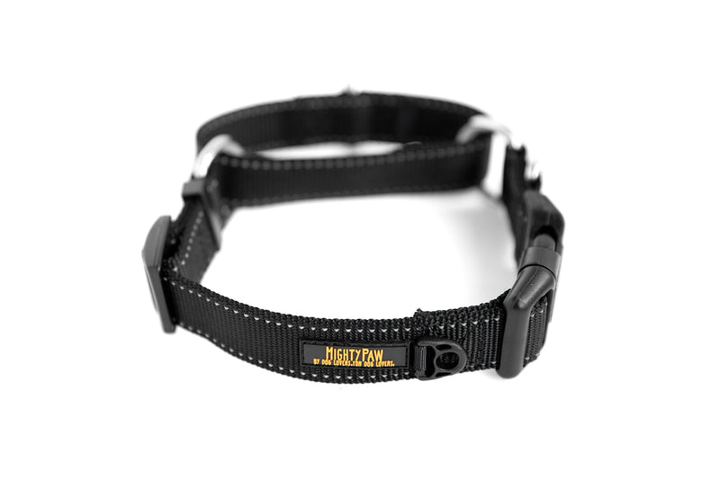 [Australia] - Mighty Paw Martingale Nylon Training Collar. Our Trainer Approved Limited Slip Collar. Modified Cinch Collar for Controlled Force for Optimal Training. Reflective Stitching to Keep Your Dog Safe! Medium Black 