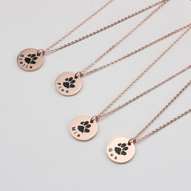 Joycuff Pet Memorial Name Necklace Personalized Rose Gold Dog Pawprint Necklace Sympathy Gifts for a Grieving Pet Owner Remembrance Jewelry for Pet Lovers Abbey - PawsPlanet Australia