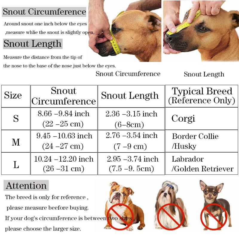 JVHLOV Dog Muzzle for Large Dog, Prevents Biting, Barking and Chewing, Dog Muzzle with Mesh and Adjustable Loop, Muzzle with Safety Strap for Small (M) M - PawsPlanet Australia