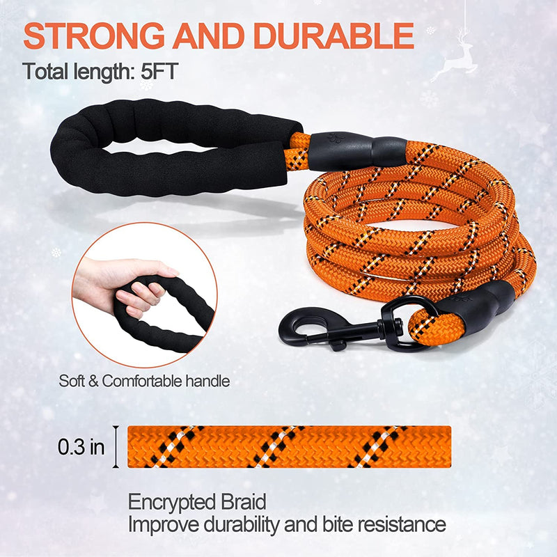 IOKHEIRA drag leash 15 m for dogs, training leash for large to small dogs, dog leash with hand strap, stable 360° carabiner hook, reflectors, orange-0.8 cm - PawsPlanet Australia