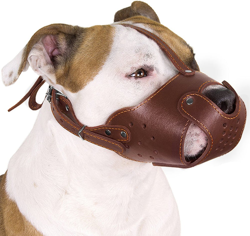 [Australia] - CollarDirect Dog Muzzle Pitbull Amstaff Basket Genuine Leather Staffordshire Terrier Pink 