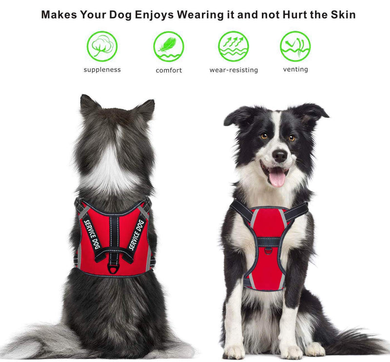 [Australia] - LMOBXEVL Service Dog Harness,No-Pull Dog Harness with Handle Adjustable Reflective Pet Dog in Training Vest Harness,Easy Control for Small Medium Large Breed Outdoor Walking Hiking L:Neck 18.1-27.6"|Chest 24-36.6" Red 