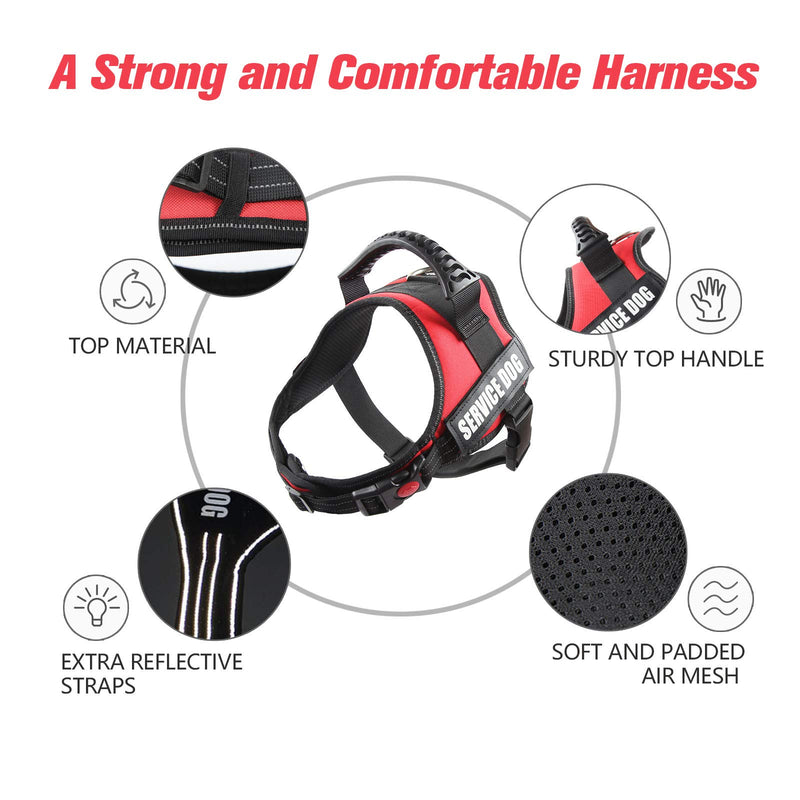 [Australia] - pawshoppie Real Reflective Service Dog Vest Harness Including 2 Free Removable Service Dog and 2 Emotional Support Patches, Comfortable Padded Dog Training Vest with Handle, Red/Black/Pink/Camo M(Girth:25-31'') 