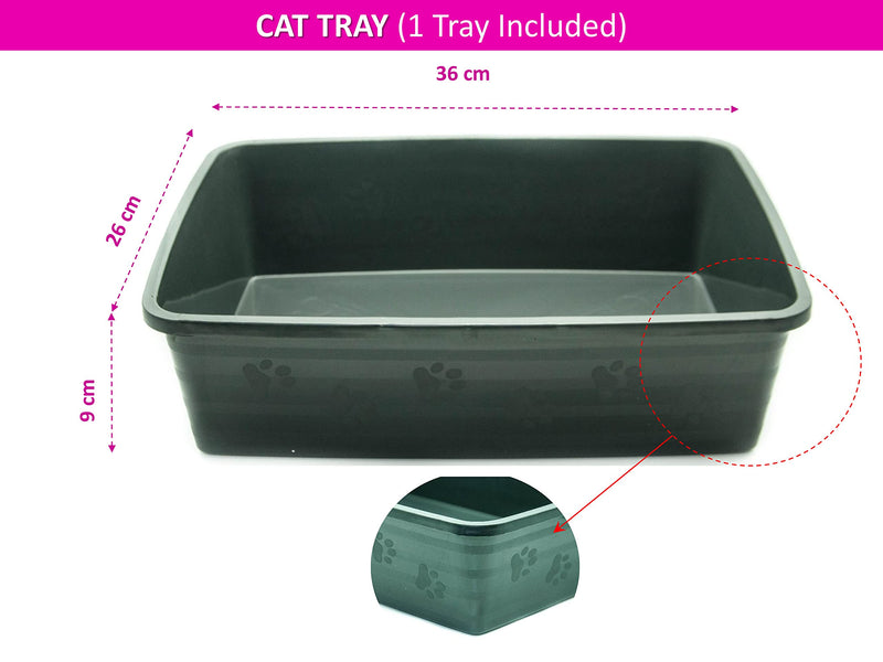 Kitty Cat Essentials [Set of 3] CAT LITTER TRAY with 24 Kitty Cat Litter TRAYS LINERS and CAT LITTER SCOOP Assorted Bundle for Cat Litter Disposal (Cod Grey) Cod Grey - PawsPlanet Australia
