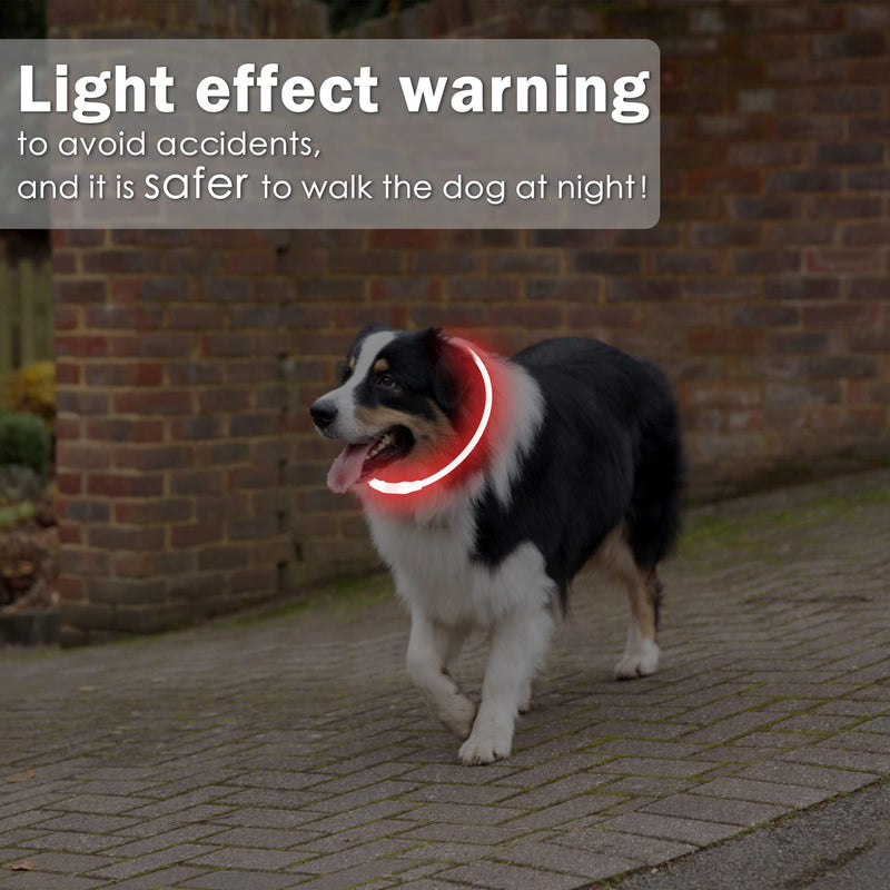 Coolzon LED light collar, rechargeable dog collar, waterproof dog collar, 3 modes, light band, dog collar, length adjustable, super bright collar, cat and dog, small, large, medium, red - PawsPlanet Australia