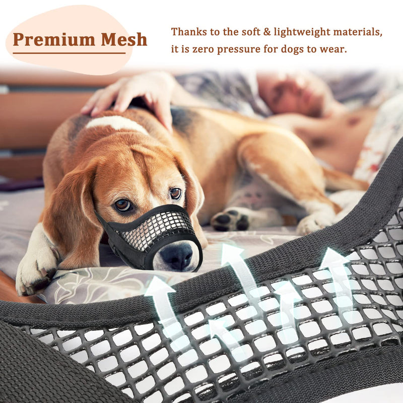 Dog Muzzle, Breathable Mesh Muzzles for Small Medium Large Dogs, Chihuahua Muzzle for Biting and Chewing, Adjustable Puppy Muzzle for Jack Russell Terrier, Dachshund, Beagle, Golden Retriever Black M: (Snout 7¬Ω"- 9¬Ω") - PawsPlanet Australia