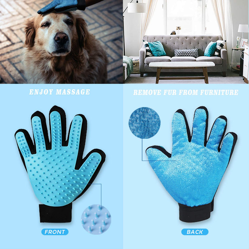 GPODER Pet Grooming Glove, Pet Bath Massage Glove & Hair Remover Mitt for Furniture, Pet Deshedding Glove for Long Short Haired Cats, Dogs, Rabbits, Horse and More(Right Hand Glove) - PawsPlanet Australia