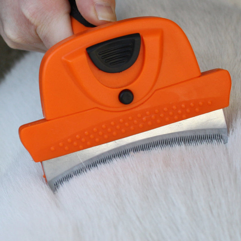 GoPets Deshedding Tool for Dogs and Cats - Self Cleaning Curved Comb Grooming Brush Reduces Shedding 95% - PawsPlanet Australia