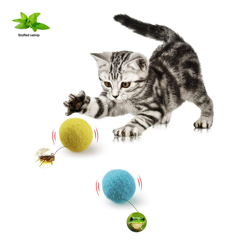 PAKESI Cat Toy Ball, 2PACK, Upgraded Version of Bite Resistant Wool Material, Including Frog, Cricket, Two Kinds of Calls for Cat Wool Ball, Built-in Catnip - PawsPlanet Australia