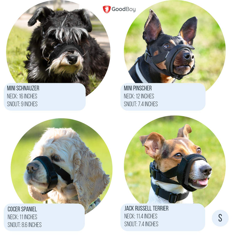 [Australia] - Gentle Muzzle Guard for Dogs - Prevents Biting Unwanted Chewing Safely Secure Comfort Fit - Soft Neoprene Padding – No More Chafing – Included Training Guide Helps Build Bonds Pet Small Grey 
