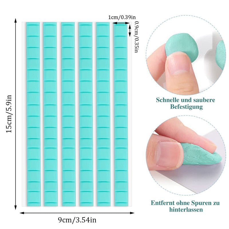 Pack of 192 adhesive clay, removable adhesive pads, self-adhesive poster strips, wall adhesive, 3D double-sided adhesive pads, adhesive cushion, flexible, reusable for nail art, poster, photo frame (white and green), white, blue, 192 - PawsPlanet Australia