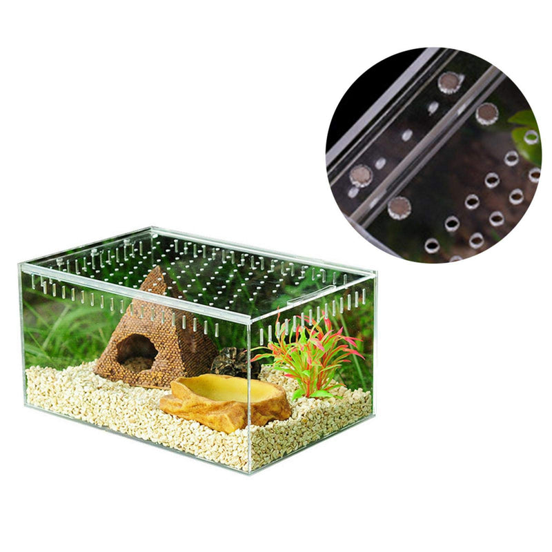 Clear Reptile Breeding Box,Small Acrylic Terrarium Full View Visually with Sliding Design Feeding Box for Insect Reptiles Tarantulas Amphibians Lore Caterpillars Cricket Spider Snail Reptile - PawsPlanet Australia