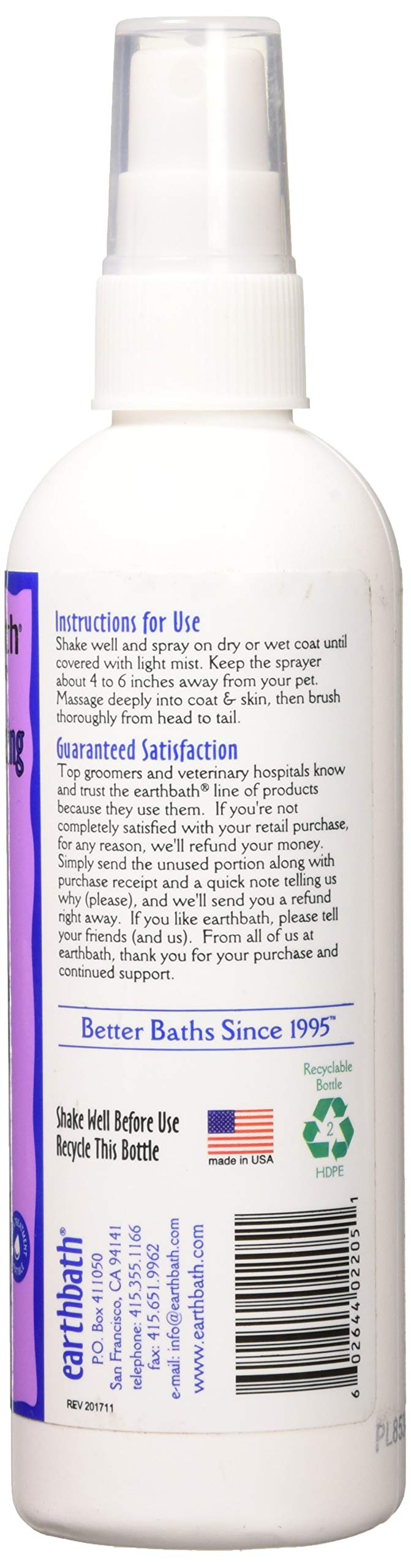 [Australia] - Earth Bath Lavender 3 - in - 1 Deodorizing Spritz for Dogs 8oz 