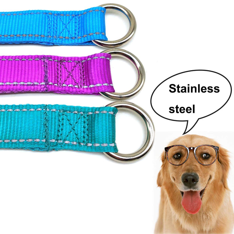 [Australia] - Mycicy Reflective Dog Choke Collar, Soft Nylon Training Slip Collar for Dogs 1"W x 20"L Turquoise 
