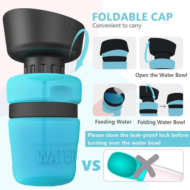 Pet Water Bottle for Dogs,Dog Travel Water Bottle,Upgraded 2 in 1 Drinking Cup Dispenser for Pets,with 2 Collapsible Bowls,Leakproof Foldable Food Bowl for Outdoor Travel Walking Hiking BPA Free - PawsPlanet Australia