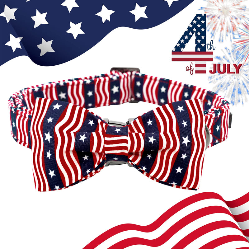 Lionheart glory American Flag Dog Collar, 4 of July Dog Bow Collar Heavy Duty Adjustable Patriotic Dog Collar with Bowtie for Medium Dogs Pet Gift Medium (Pack of 1） A:American flag - PawsPlanet Australia