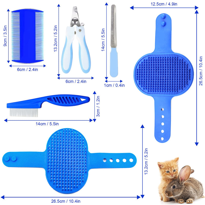 Hzran 6 Pieces Rabbit Grooming Kit, Pet Hair Remover, Rabbit Grooming Brush, Shampoo Bath Brush, Small Animal Nail Clippers and Trimmers, Pet Comb Grooming Set for Rabbit, Hamster, Bunny, Guinea Pig - PawsPlanet Australia