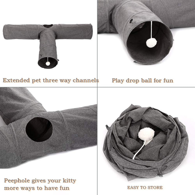 Ownpets Cat tunnel, Oxford Cat Cube 3-Way Tunnels Extra Long & Collapsible Cat Tube Tunnel, Cat Tunnels and Tubes for Indoors Cat, Puppy, Rabbit, Kitten, and Mongoose - PawsPlanet Australia