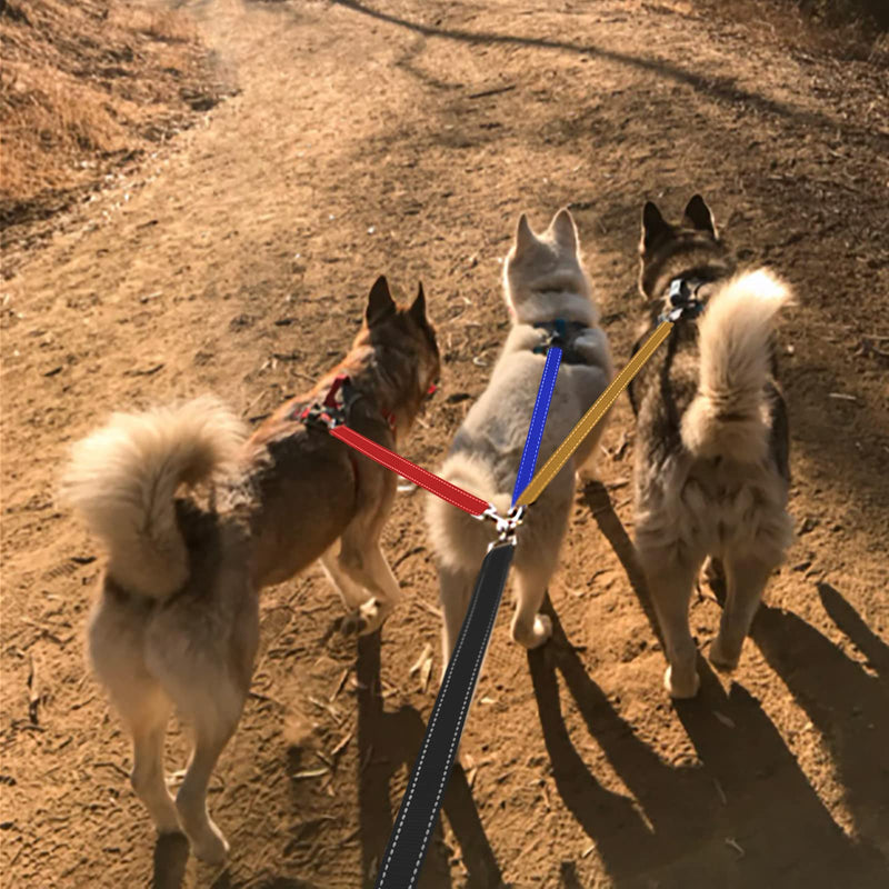3-in-1 Dog Leashes, 3-Piece Dog Leash, 3-Way Dog Leash Splitter for Pets, Reflective, Removable, Padded, Adjustable, for 1,2 or 3 Dogs Colorful - PawsPlanet Australia