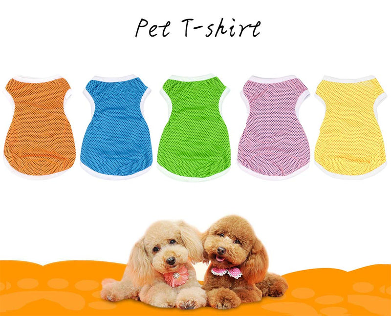 QiCheng & LYS Minimalist Dog T-Shirt Lovely Little T-Shirts, Sports T-Shirts 100% Cotton, Short-Sleeved Summer Clothing (X-Small, Orange/Blue) X-Small - PawsPlanet Australia
