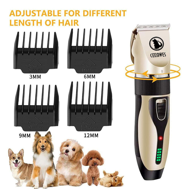 Dog Clippers Cordless Dog Grooming Kit Professional Horse Clippers Detachable Blade with 4 Comb Guides，Low Noise Pet Clippers Rechargeable Pet Grooming Tools for Small & Large Dogs Cats Horse Pets - PawsPlanet Australia