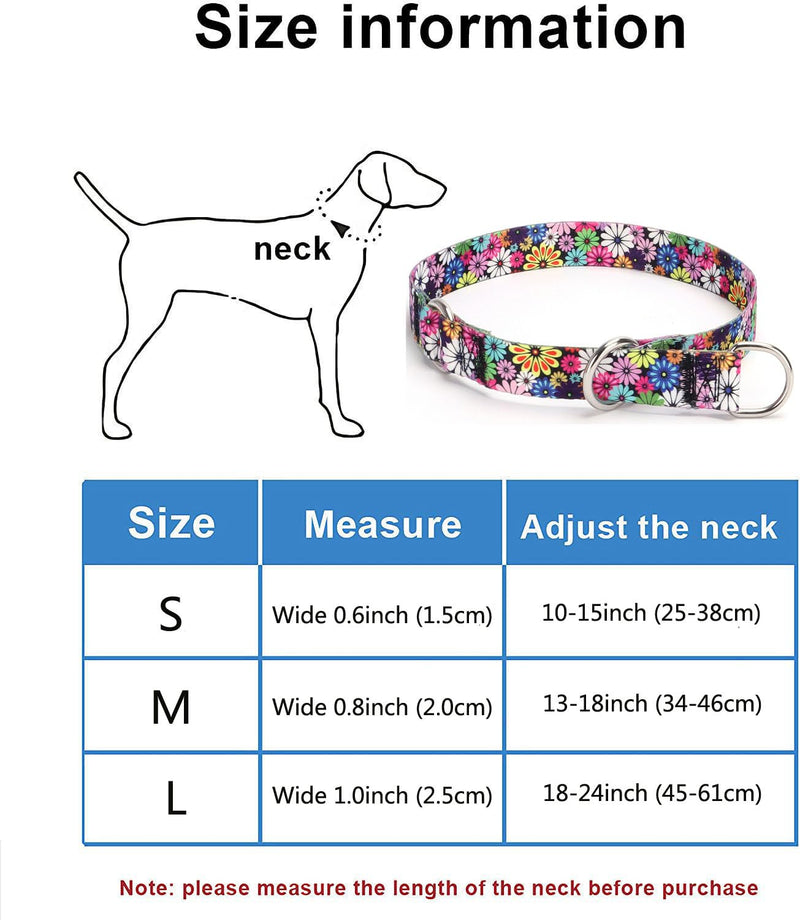 Training Dog Collar, No Pull Martingale Collar, Slip Collar with Slidable Stop Ring for Small, Medium, Large Dogs (S, Roses) S - PawsPlanet Australia