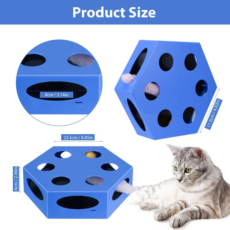 [Australia] - YUEJING Cat Toy Electric Upgrade, Interactive Cat Toys for Indoor Cats with Rotating Worm Teaser and Catnip Ball, Automatic Kitten Toy Low Noise (15 Min Auto Off Timer, Battery Included) Auto-time Cat Toy Blue 