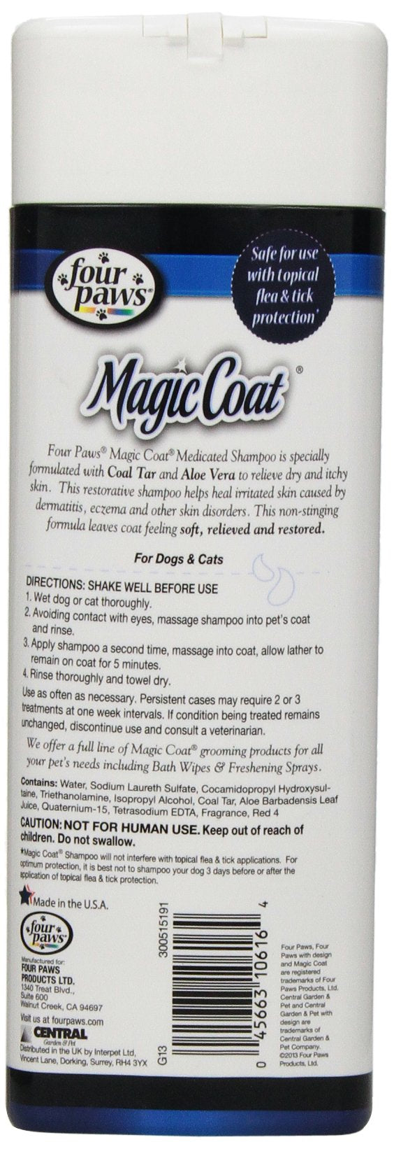 [Australia] - Four paws Magic Coat Medicated Dog Grooming Shampoo, 16oz 