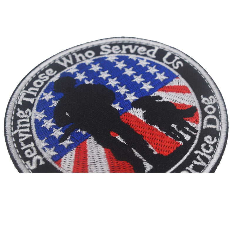 [Australia] - Veterans Service Dog Serving Those Who Served Us Vests/Harnesses Military Tactical Morale Badge Emblem Embroidered Fastener Hook Loop Patch for Dogs Pets 3.15inch Diameter 2PCS 