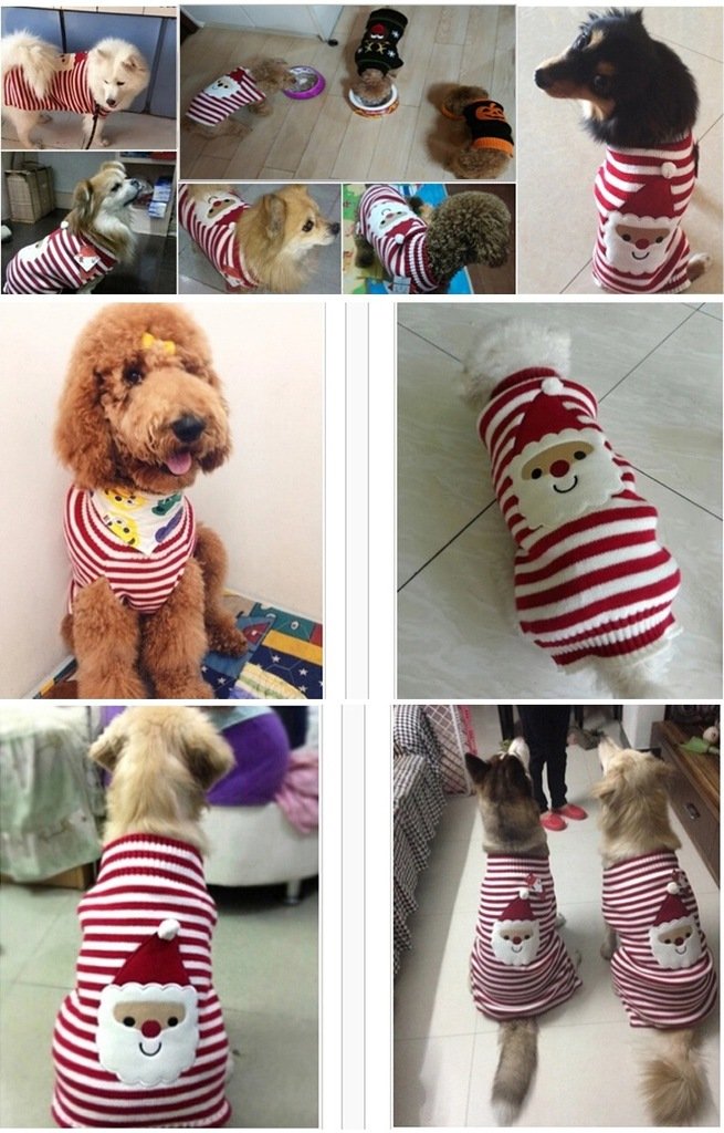 [Australia] - MaruPet Year Doggie Ribbed Halloween Two-Leg Sweater Knitwear Turtleneck Striped Elk Printed Christmas Cotton Vest Top for Teddy, Chihuahua, Shih Tzu, Yorkshire Terriers, Golden Retriever #18 - XL A-red-2 