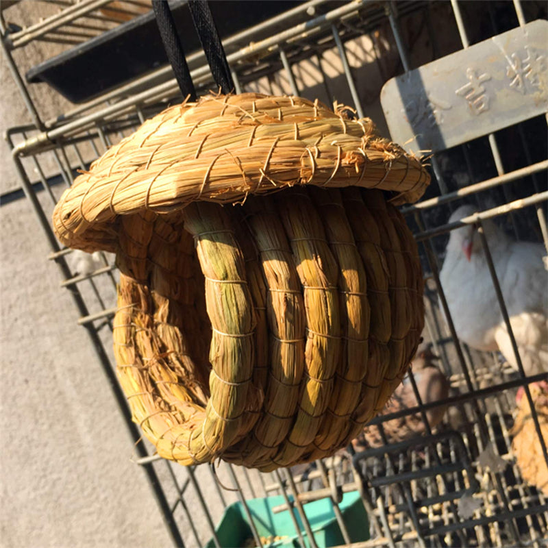 [Australia] - S-Mechanic Birds Nest Eco-Friendly Straw Birds Cages 100% Natural Fiber Birdhouse with Birds Toy and S Hook for Hanging 