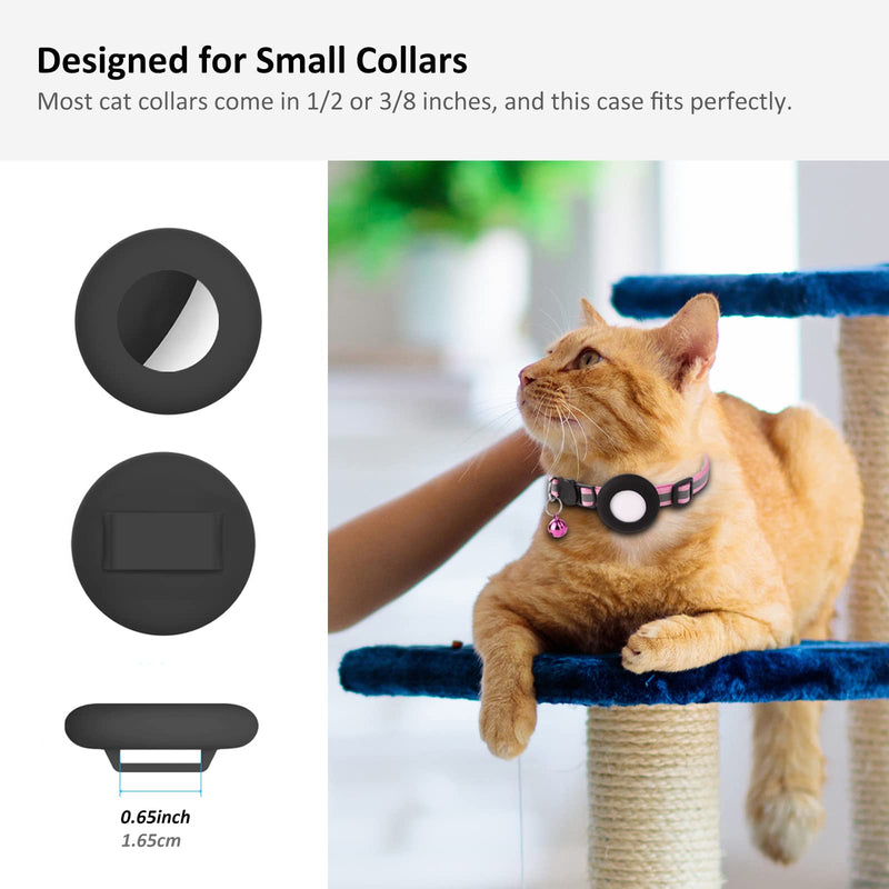 2022 Airtag Cat Collar Holder, Small Cat Collar Holder Compatible with Apple Airtag, 2 Pieces Waterproof Protective Cover for Pet Collar Within 1cm 2Black - PawsPlanet Australia