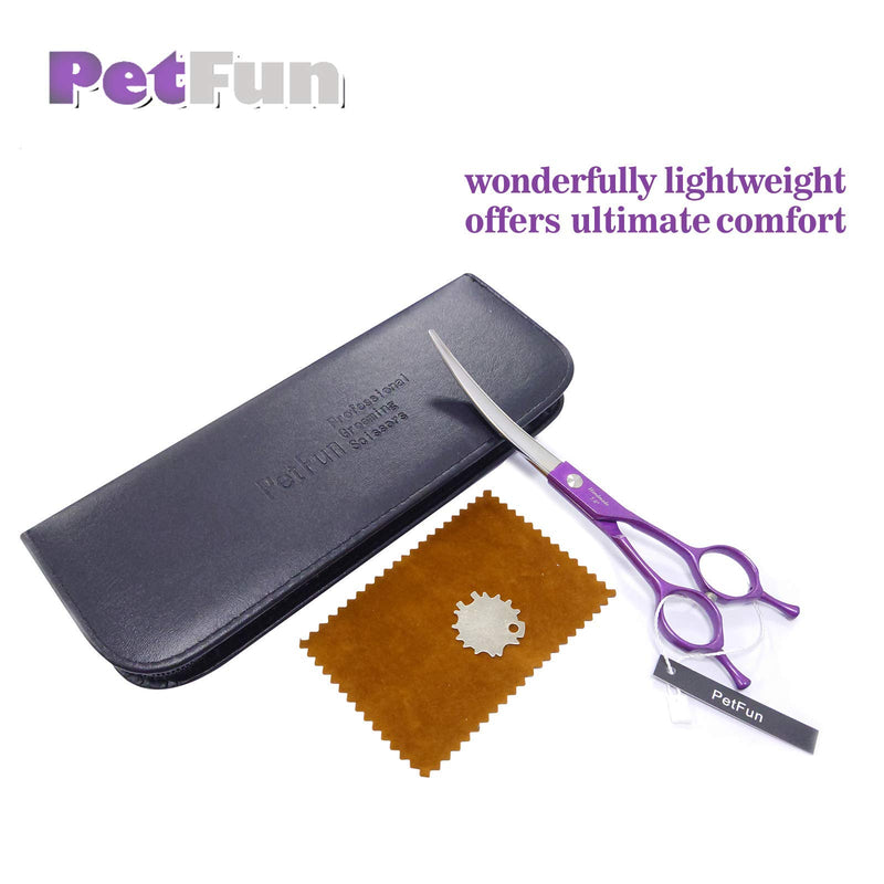 PetFun Dog Grooming Scissors, Pet Grooming Scissors Reversible Curved Scissors Grooming Scissors For Dogs Grooming Shears Tools Lightweight Right Handed 7” - PawsPlanet Australia