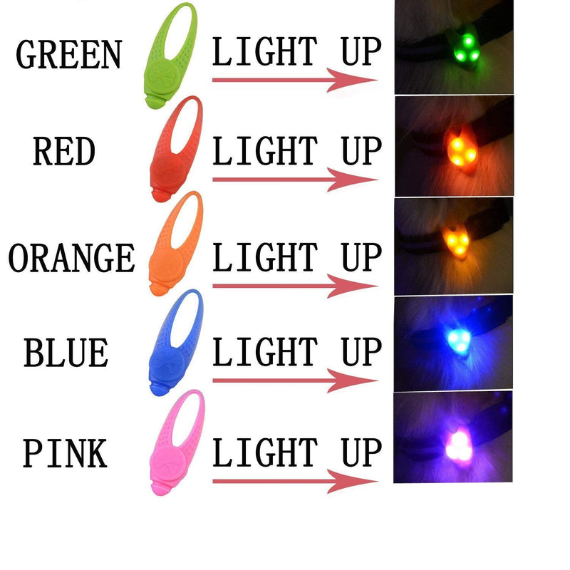 Pet Dog Cat Collar LED Lights, Clip on Light Up Collars Makes Your Small Medium Large Dogs Cats Visible, Safe & Seen at Night, Waterproof, Battery Included (5 Pack) - PawsPlanet Australia