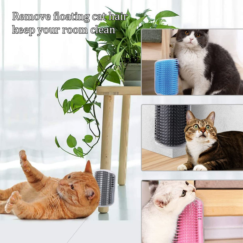 LATRAT 4pcs Cat Self Groomer Brush Wall Corner Cat Brush Pet Brush Cat Brush for Dogs Cat Massage Hair Removal Self Groomer Pet Grooming Comb Hair Removal Massage Brush - PawsPlanet Australia