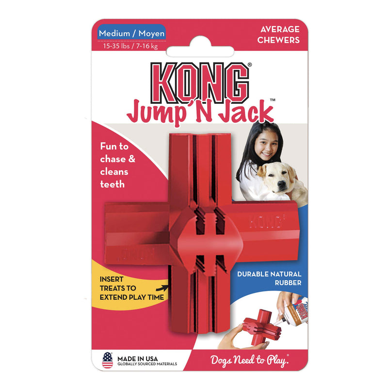 KONG - Jump'N Jack - Durable Rubber Dog Toy for Chewing and Teeth Cleaning - For Medium Dogs - PawsPlanet Australia