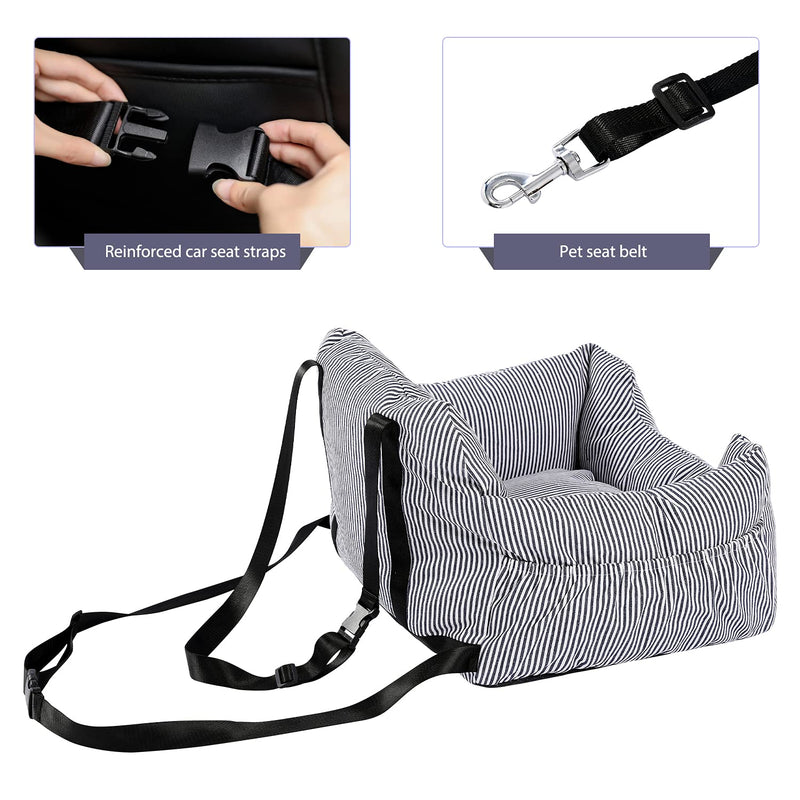 PETEPELA Dog Car Seat with Stable Seat Belt Soft Dog Booster Seat Waterproof Non-Slip Dog Transport Carrier for Small to Medium Dogs Blue Denim Blue - PawsPlanet Australia