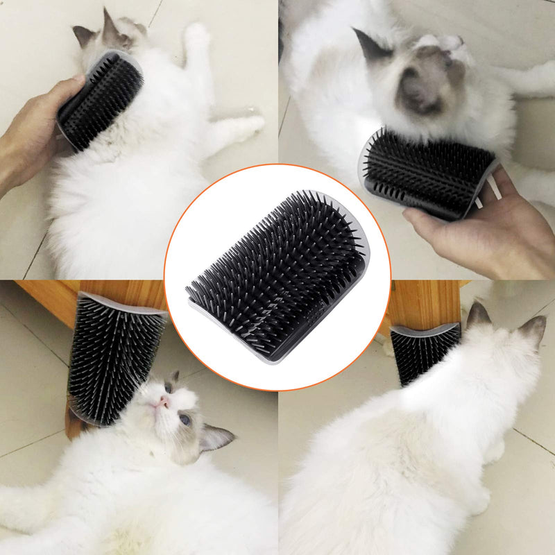 2 PACK Cat Self Groomer,Softer Cat Corner Scratcher For Wall With Catnip,Massage Comb Groomer Cat Corner Groomer,Pet Grooming Massage Kitten Brush,Cat Face Scratcher For Kitten with Long &Short Fur (Black) Black - PawsPlanet Australia
