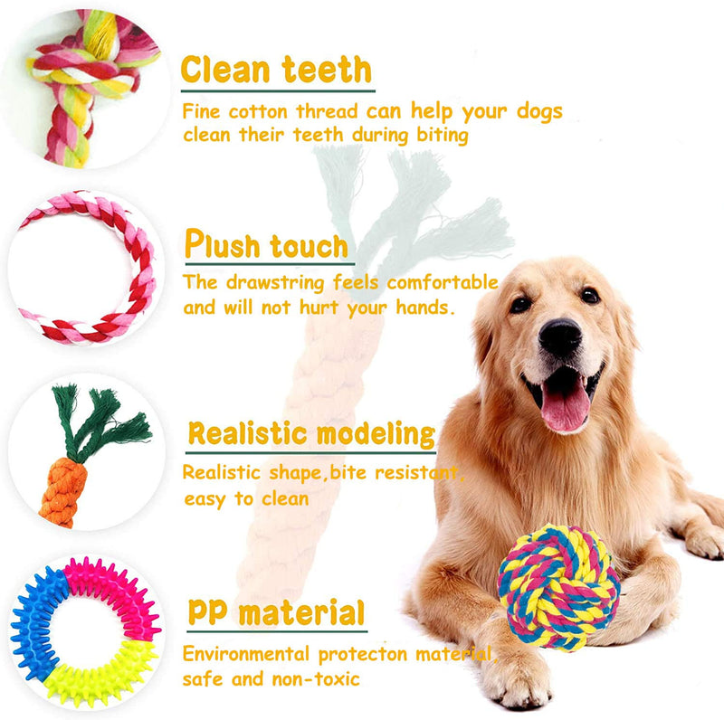 Puppy Toys, WeFine 8pcs Dog Chew Toys for Small and Medium Dog , Rope for Teeth Cleaning or Training Toys Set 8 pack - PawsPlanet Australia