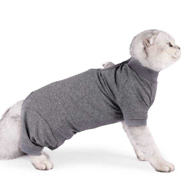 LIANZIMAU Cat Bodysuit After Surgery Cat Bodysuit for Cats Surgery Long Sleeve One-Piece Cat Clothing E-Collar Alternative L (Pack of 1) Grey - PawsPlanet Australia