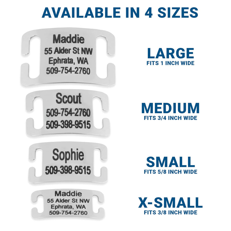 GoTags Slide-On Pet ID Tags, Personalized Dog and Cat Collar Tags, Silent, No Noise Tags Made of Stainless Steel, Custom Engraved Open - PawsPlanet Australia