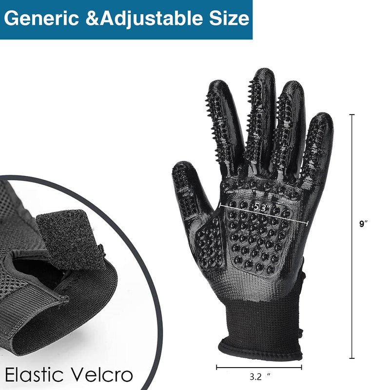 EazinGo Pet Grooming Glove Gentle Deshedding Brush Glove Efficient Pet Hair Remover Mitt - Enhanced Five Finger Design - Perfect for Dog & Cat with Long & Short Fur, 1 Pair - PawsPlanet Australia