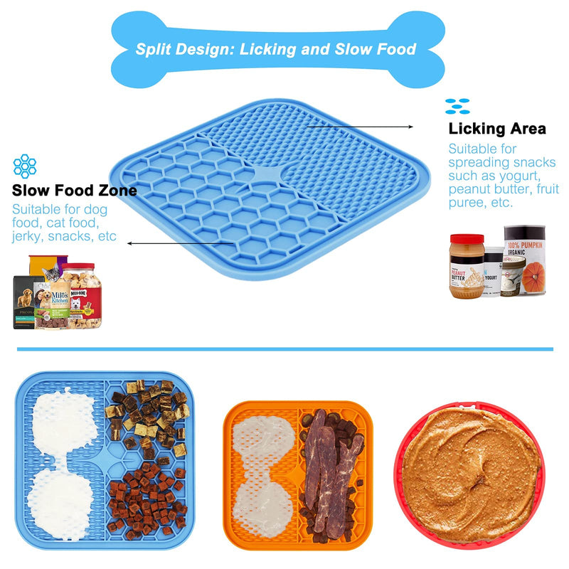 Hysagtek 3 Pcs Dog Lick Pad Mat with Suction, Washing Distraction Device, Slow Treat Dispensing Mat with Silicone Spatula and Brush for Pet Bathing Grooming Training - PawsPlanet Australia