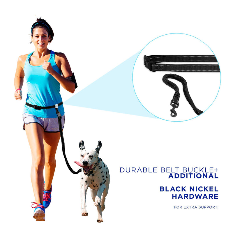 Pawtitas Running Dog Lead Hands Free a Reflective Running Lead with Adjustable Waist and 4 Feet Padded Lead for Running, Walking, Hiking, Puppy Training - Teal Dog Running Lead Hands free. M / L 120 cm Black ⚡🏃🏼‍♀️ Running Reflective - PawsPlanet Australia